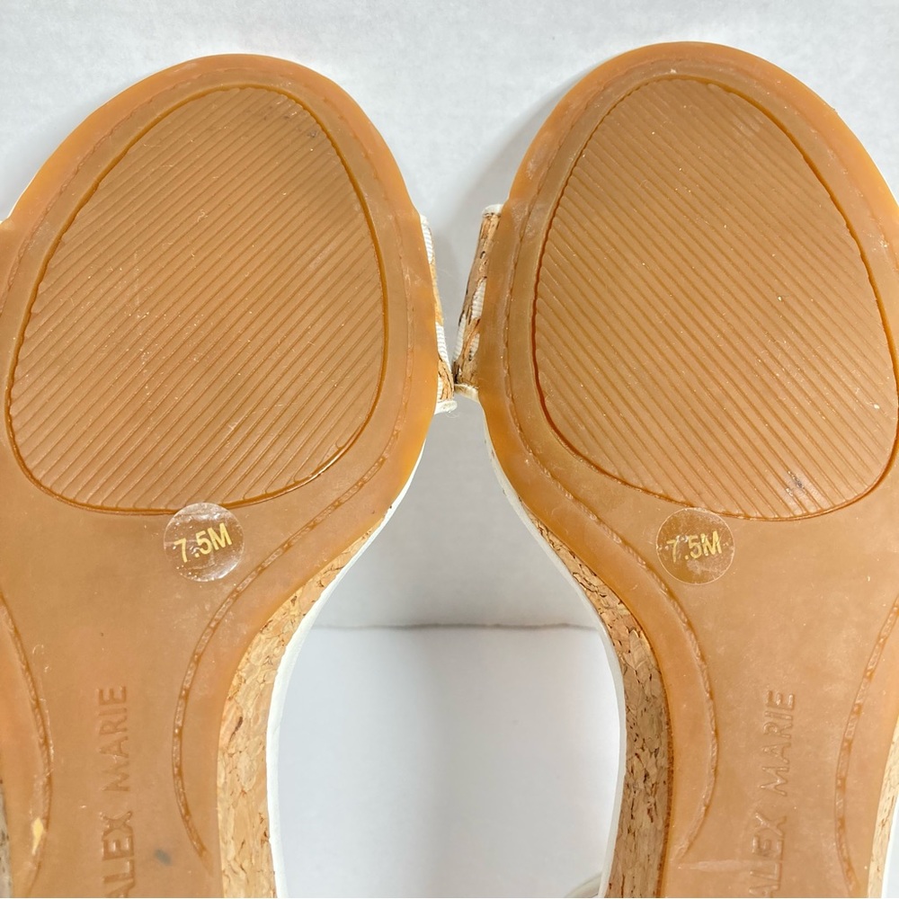 ALEX MARIE Ankle Strap Cork Wedge Sandals Fabric & Cork Floral Cut-outs Size 7.5 - Picture 12 of 14